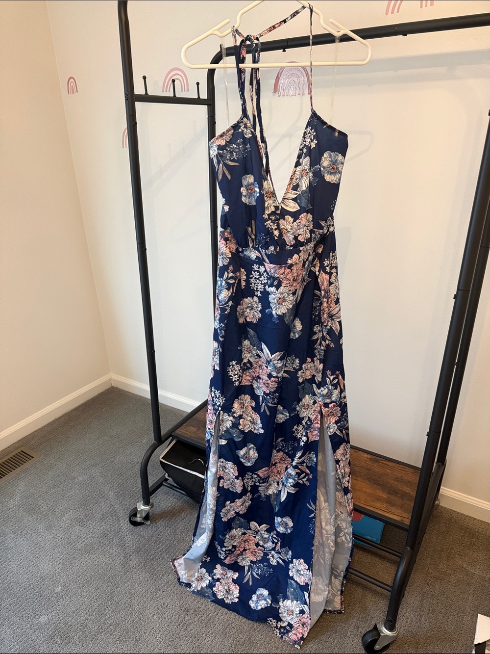Parisian Works Navy Floral Maxi Dress